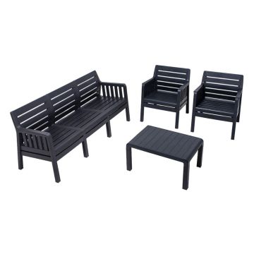 Set mobilier de grădină gri antracit pentru 5 persoane Lara – Floriane Garden