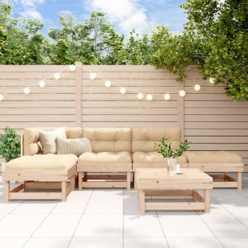 Set mobilier relaxare de grădină & perne 6 piese lemn masiv pin