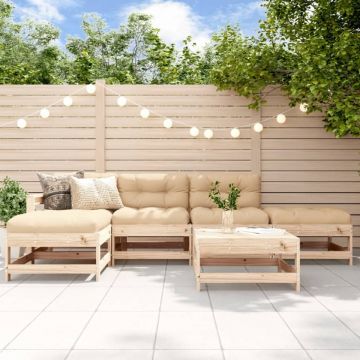 Set mobilier relaxare de grădină & perne 6 piese lemn masiv pin