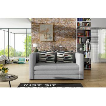 Canapea extensibila 2 locuri, ELTAP, Neva, 132x70x62 cm, lemn/poliester, gri deschis
