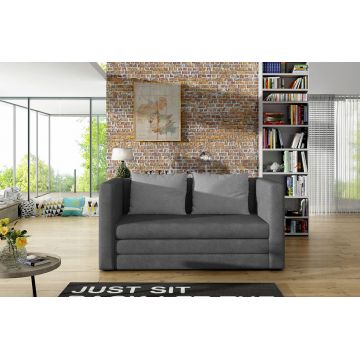 Canapea extensibila 2 locuri, ELTAP, Neva, 132x70x62 cm, lemn/poliester, gri inchis/gri deschis