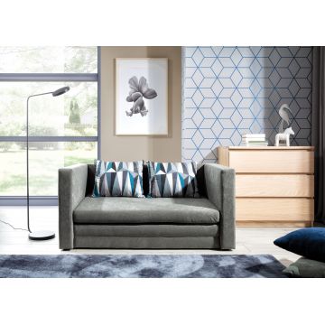 Canapea extensibila 2 locuri, ELTAP, Neva, 132x70x62 cm, lemn/poliester, gri inchis
