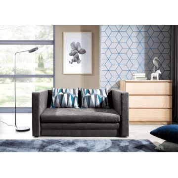 Canapea extensibila 2 locuri, ELTAP, Neva, 132x70x62 cm, lemn/poliester, gri