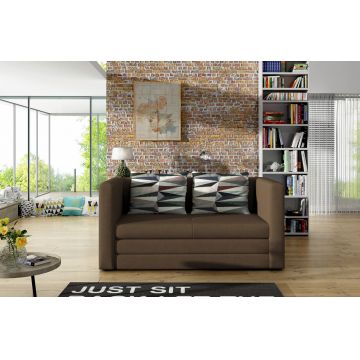 Canapea extensibila 2 locuri, ELTAP, Neva, 132x70x62 cm, lemn/poliester, maro deschis