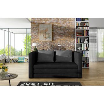 Canapea extensibila 2 locuri, ELTAP, Neva, 132x70x62 cm, lemn/poliester, negru/gri