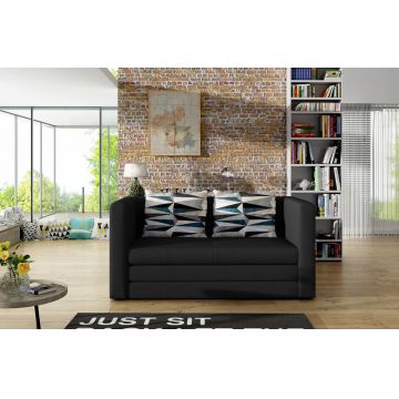 Canapea extensibila 2 locuri, ELTAP, Neva, 132x70x62 cm, lemn/poliester, negru