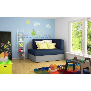 Canapea extensibila 2 locuri, ELTAP, Rosa, 104x75x60 cm, lemn/poliester, albastru inchis/gri