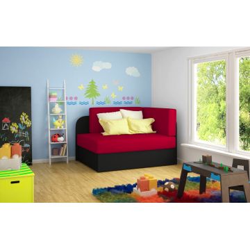 Canapea extensibila 2 locuri, ELTAP, Rosa, 104x75x60 cm, lemn/poliester, rosu/negru