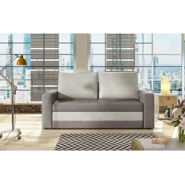 Canapea extensibila 2 locuri, ELTAP, Wave, 150x90x90 cm, lemn/poliester, gri inchis/gri deschis