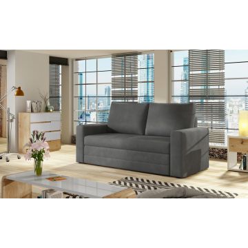 Canapea extensibila 2 locuri, ELTAP, Wave, 150x90x90 cm, lemn/poliester, gri inchis
