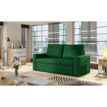 Canapea extensibila 2 locuri, ELTAP, Wave, 150x90x90 cm, lemn/poliester, verde