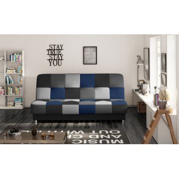 Canapea extensibila 3 locuri, ELTAP, Cayo, 192x90x90 cm, lemn/poliester, negru/albastru