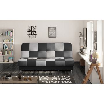 Canapea extensibila 3 locuri, ELTAP, Cayo, 192x90x90 cm, lemn/poliester, negru/gri