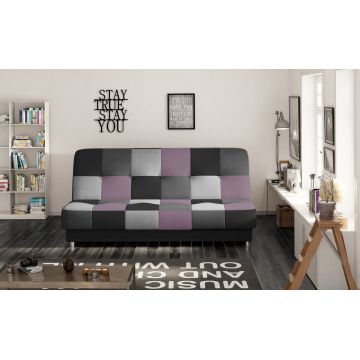 Canapea extensibila 3 locuri, ELTAP, Cayo, 192x90x90 cm, lemn/poliester, negru/roz