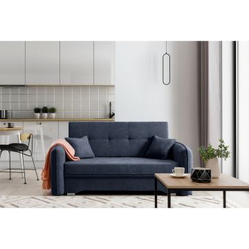 Canapea extensibila 3 locuri, ELTAP, Laine, 155x105x75 cm, lemn/poliester, albastru inchis