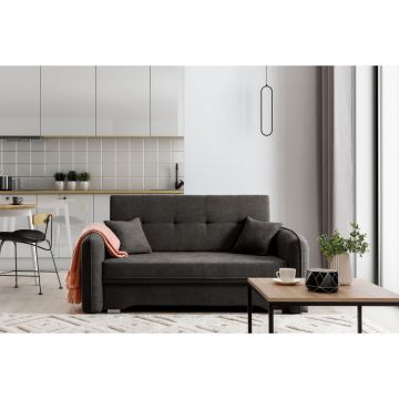 Canapea extensibila 3 locuri, ELTAP, Laine, 155x105x75 cm, lemn/poliester, gri inchis