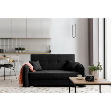 Canapea extensibila 3 locuri, ELTAP, Laine, 155x105x75 cm, lemn/poliester, negru