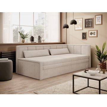 Canapea extensibila brat dreapta 3 locuri, ELTAP, Fulgeo, 214x82x77 cm, lemn/catifea din poliester, bej
