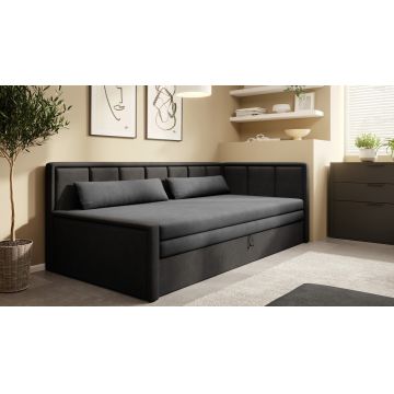 Canapea extensibila brat dreapta 3 locuri, ELTAP, Fulgeo, 214x82x77 cm, lemn/catifea din poliester, gri inchis