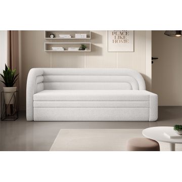 Canapea extensibila brat stanga 3 locuri, ELTAP, Fabillo, 223x86x80 cm, lemn/poliester, alb
