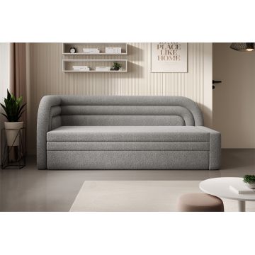 Canapea extensibila brat stanga 3 locuri, ELTAP, Fabillo, 223x86x80 cm, lemn/poliester, gri deschis