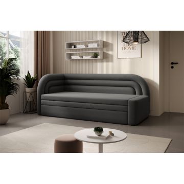 Canapea extensibila brat stanga 3 locuri, ELTAP, Fabillo, 223x86x80 cm, lemn/poliester, gri inchis
