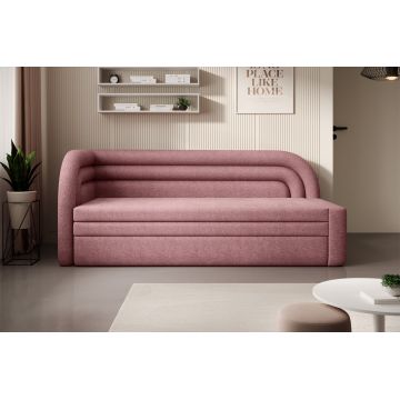 Canapea extensibila brat stanga 3 locuri, ELTAP, Fabillo, 223x86x80 cm, lemn/poliester, roz
