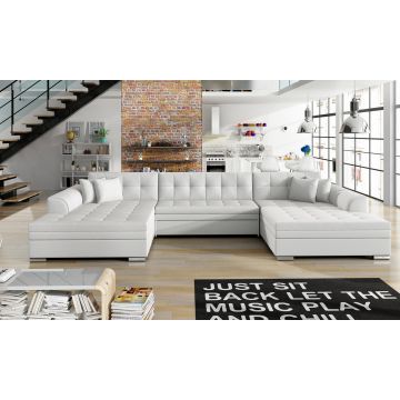 Coltar extensibil 5 locuri, ELTAP, Vento, 359x165x87 cm, lemn/poliester, alb