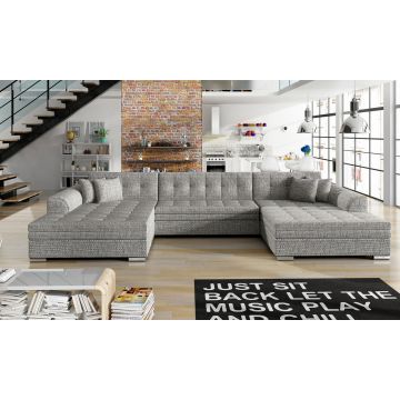 Coltar extensibil 5 locuri, ELTAP, Vento, 359x165x87 cm, lemn/poliester, gri