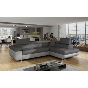 Coltar extensibil dreapta 4 locuri, ELTAP, Anton, 272x203x85 cm, lemn/poliester, gri inchis/gri deschis