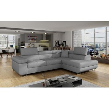 Coltar extensibil dreapta 4 locuri, ELTAP, Anton, 272x203x85 cm, lemn/poliester, gri