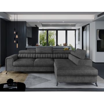 Coltar extensibil dreapta 4 locuri, ELTAP, Lau-29, Laurence, 278x205x92 cm, lemn/poliester, graphite deschis