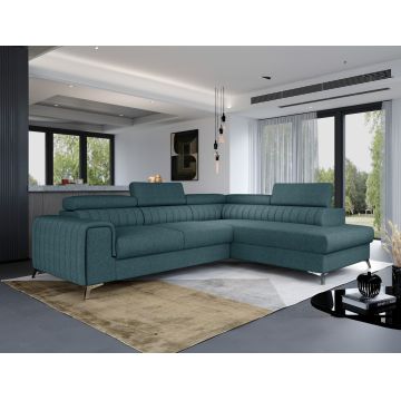 Coltar extensibil dreapta 4 locuri, ELTAP, Lau-30, Laurence, 278x205x92 cm, lemn/poliester, albastru