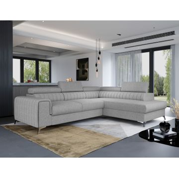 Coltar extensibil dreapta 4 locuri, ELTAP, Lau-31, Laurence, 278x205x92 cm, lemn/poliester, gri deschis