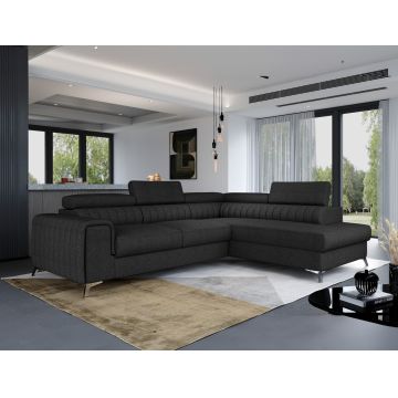 Coltar extensibil dreapta 4 locuri, ELTAP, Lau-32, Laurence, 278x205x92 cm, lemn/poliester, graphite inchis