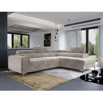 Coltar extensibil dreapta 4 locuri, ELTAP, Lau-40, Laurence, 278x205x92 cm, lemn/poliester, bej deschis