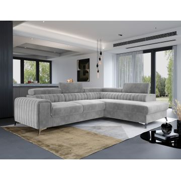 Coltar extensibil dreapta 4 locuri, ELTAP, Lau-41, Laurence, 278x205x92 cm, lemn/poliester, gri deschis