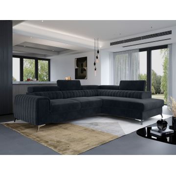 Coltar extensibil dreapta 4 locuri, ELTAP, Lau-42, Laurence, 278x205x92 cm, lemn/poliester, gri inchis