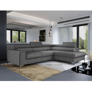 Coltar extensibil dreapta 4 locuri, ELTAP, Lau-43, Laurence, 278x205x92 cm, lemn/poliester, gri inchis