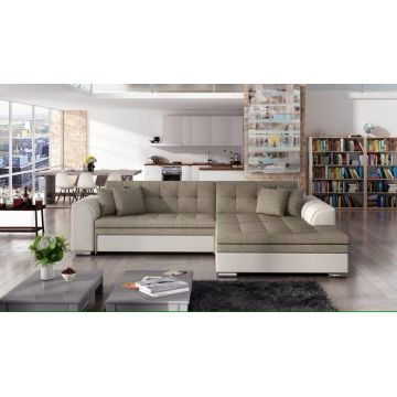 Coltar extensibil dreapta 4 locuri, ELTAP, Sorento, 296x194x78 cm, lemn/poliester, bej inchis/bej deschis