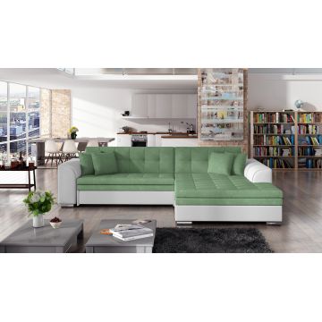 Coltar extensibil dreapta 4 locuri, ELTAP, Sorento, 296x194x78 cm, lemn/poliester, verde/alb