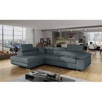 Coltar extensibil stanga 4 locuri, ELTAP, Anton, 272x203x85 cm, lemn/poliester, albastru