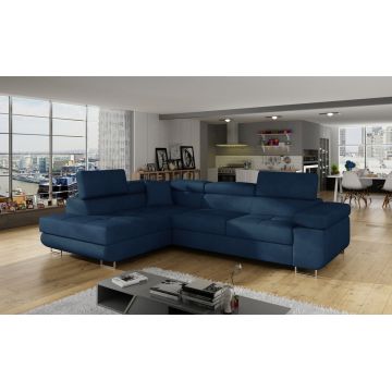 Coltar extensibil stanga 4 locuri, ELTAP, Anton, 272x203x85 cm, lemn/poliester, bleumarin