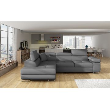 Coltar extensibil stanga 4 locuri, ELTAP, Anton, 272x203x85 cm, lemn/poliester, gri inchis/gri inchis