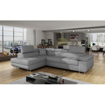 Coltar extensibil stanga 4 locuri, ELTAP, Anton, 272x203x85 cm, lemn/poliester, gri