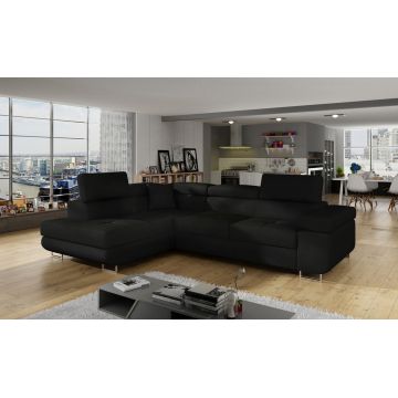 Coltar extensibil stanga 4 locuri, ELTAP, Anton, 272x203x85 cm, lemn/poliester, negru/negru