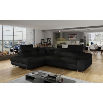 Coltar extensibil stanga 4 locuri, ELTAP, Anton, 272x203x85 cm, lemn/poliester, negru