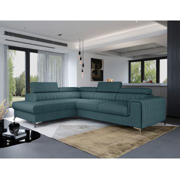 Coltar extensibil stanga 4 locuri, ELTAP, Lau-06, Laurence, 278x205x92 cm, lemn/poliester, albastru