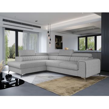 Coltar extensibil stanga 4 locuri, ELTAP, Lau-07, Laurence, 278x205x92 cm, lemn/poliester, gri deschis