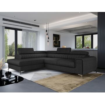 Coltar extensibil stanga 4 locuri, ELTAP, Lau-08, Laurence, 278x205x92 cm, lemn/poliester, graphite inchis